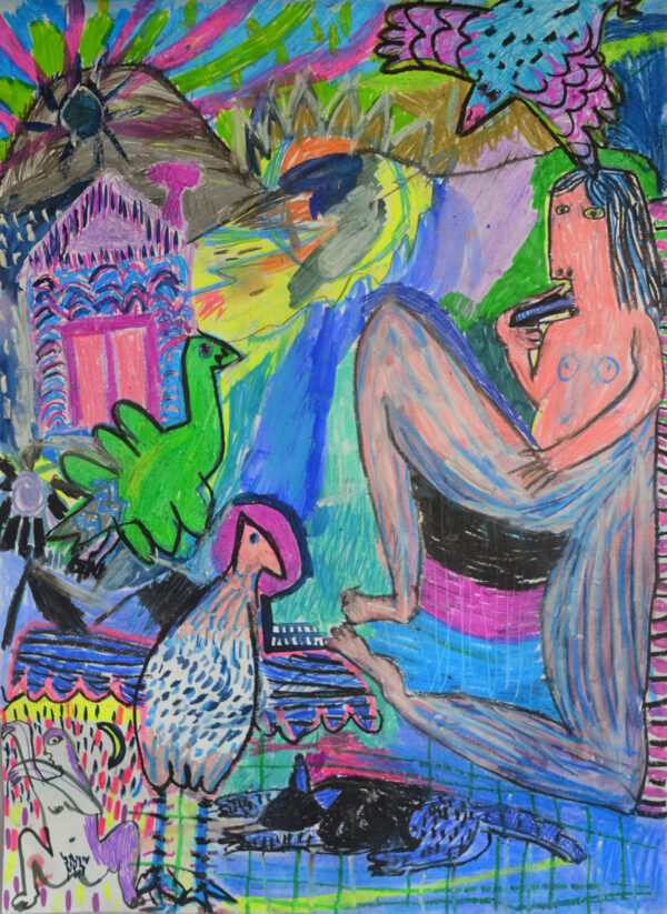 Smoking Man with Birds